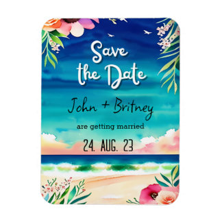 Tropical Blooms: Wedding Save the Dat Magnet
