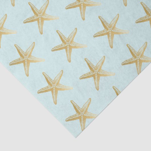 Tropical Blue and Gold Starfish Türkis Seidenpapier (Ausschnitt)