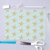 Tropical Blue and Gold Starfish Türkis Seidenpapier (Handwerk)