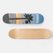 Tropical Blue and Orange Ocean Palm Tree Sunset Skateboard (Horizontal)