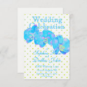 Tropical Blue Aquamarine Orchideenmalerei Einladung (Vorne/Hinten)