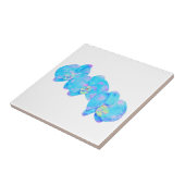 Tropical Blue Aquamarine Orchideenmalerei Fliese (Seite)