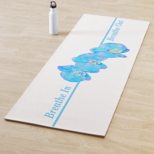 Tropical Blue Aquamarine Orchideenmalerei Yogamatte