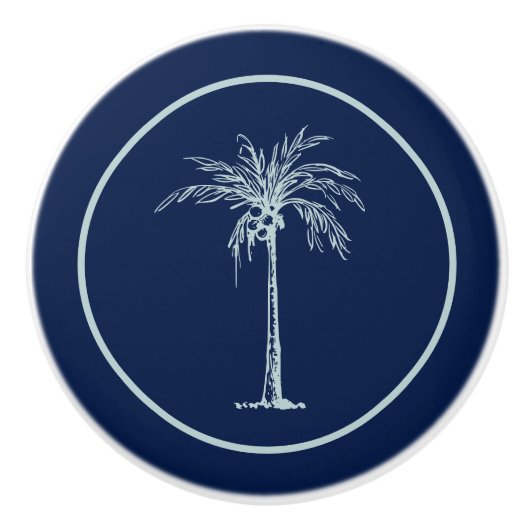 Tropical Blue Bale Aquamarin Palm Tree Personalisi Keramikknauf (Vorderseite)