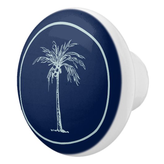 Tropical Blue Bale Aquamarin Palm Tree Personalisi Keramikknauf (Rechts)
