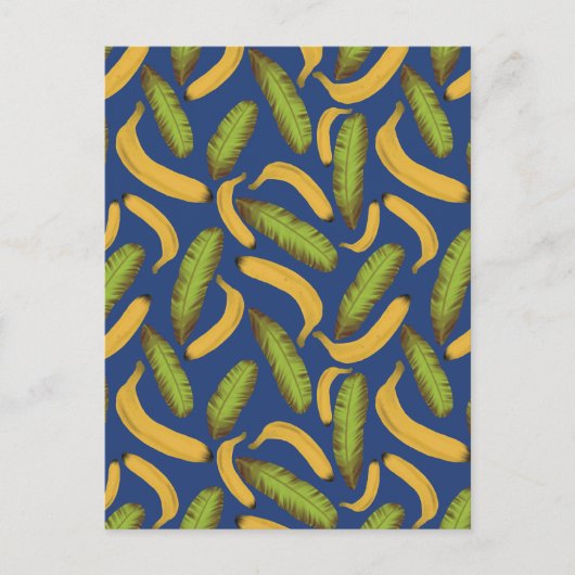 Tropical Blue Banana Leaf Muster Postkarte (Vorderseite)