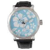 Tropical Blue Beach Blume Armbanduhr (Vorderseite)