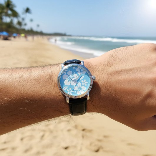 Tropical Blue Beach Blume Armbanduhr