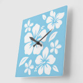 Tropical Blue Beach Blume Quadratische Wanduhr (Winkel)