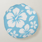 Tropical Blue Beach Blume Rundes Kissen (Rückseite)