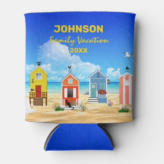 Tropical Blue Beach Sky und Sand Familienname Dosenkühler (Vorderseite)