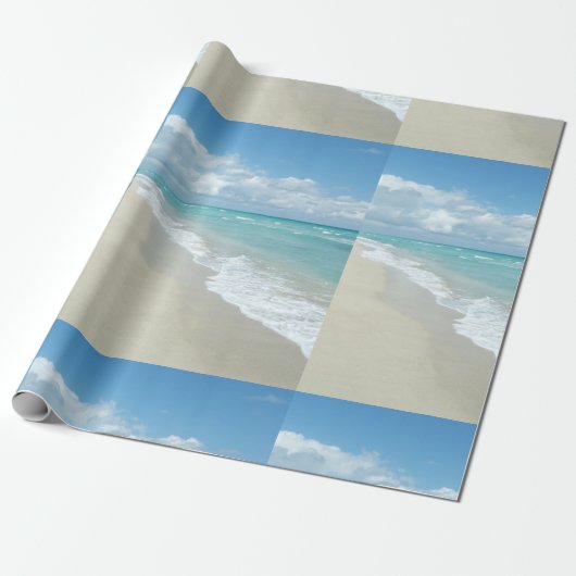 Tropical Blue Beach Szene Geschenkpapier (Ungerollt)