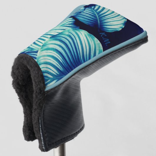 Tropical Blue Blätter Golf Headcover (3/4 Vorderseite)