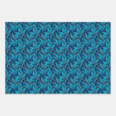 Tropical Blue Blätter mit goldenen Konturen Muster (Vorderseite 3)