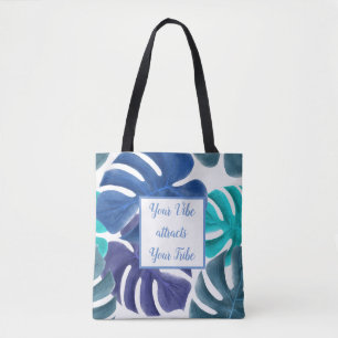 Tropical Blue Blätter Motivierend Tasche