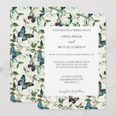 Tropical Blue Butterflies Wedding Einladung (Vorne/Hinten)