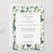Tropical Blue Butterflies Wedding Einladung (Vorderseite)