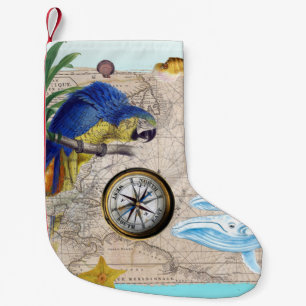 Tropical Blue Collage Kleiner Weihnachtsstrumpf