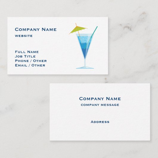 Tropical Blue Drink Business Card Visitenkarte (Vorne/Hinten)