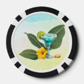 Tropical Blue Drink Hibiscus and Leaves Pokerchips (Rückseite)