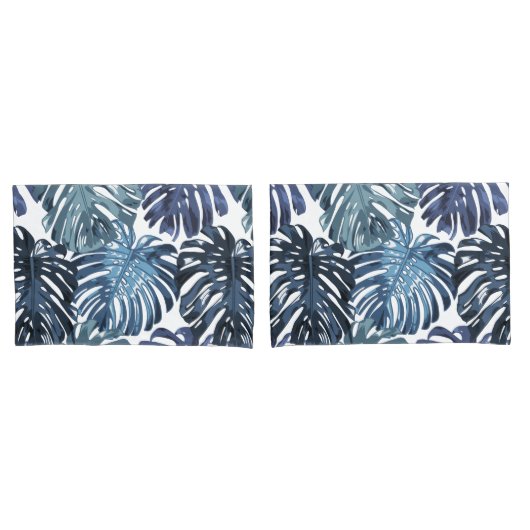 Tropical Blue Dschungel Blätter Kissenbezug (Vorderseite-Set)