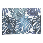 Tropical Blue Dschungel Blätter Kissenbezug (Vorderseite-Rechts)