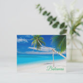 Tropical Blue Exotic Bahamas Beach Palms Postkarte (Stehend Vorderseite)
