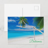 Tropical Blue Exotic Bahamas Beach Palms Postkarte (Vorne/Hinten)