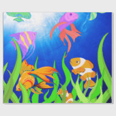 Tropical Blue Fish Haven Underwater Wunder Geschenkpapier (Flach)