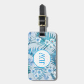 Tropical Blue Floral Luggage Tag Gepäckanhänger (Vorderseite vertikal)