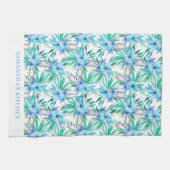 Tropical Blue Floral Name Küche Handtücher (Horizontal)