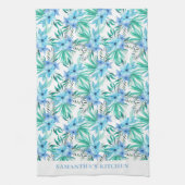 Tropical Blue Floral Name Küche Handtücher (Vertikal)