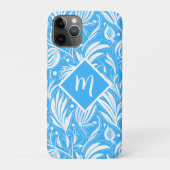 Tropical Blue Floral Pattern Diamond Monogram Case-Mate iPhone Hülle (Rückseite)