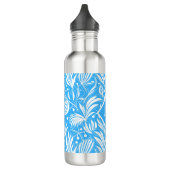 Tropical Blue Floral Pattern Diamond Monogram Edelstahlflasche (Links)