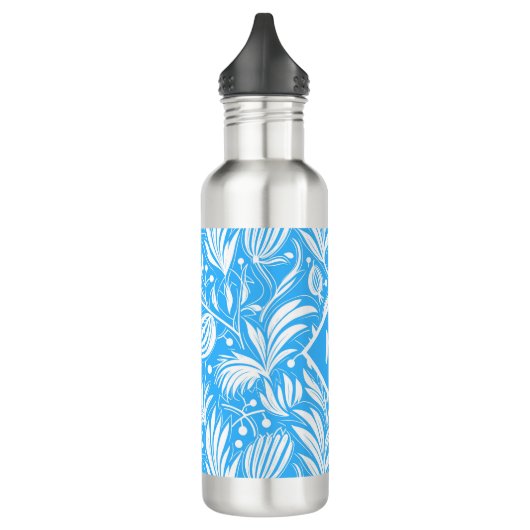 Tropical Blue Floral Pattern Diamond Monogram Edelstahlflasche (Links)