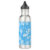 Tropical Blue Floral Pattern Diamond Monogram Edelstahlflasche (Rechts)