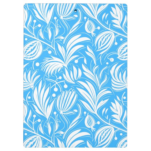 Tropical Blue Floral Pattern Diamond Monogram Klemmbrett (Rückseite)