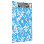 Tropical Blue Floral Pattern Diamond Monogram Klemmbrett (Rechts)