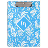 Tropical Blue Floral Pattern Diamond Monogram Klemmbrett (Vorderseite)