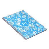 Tropical Blue Floral Pattern Diamond Monogram Notizblock (Rechte Seite)