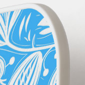 Tropical Blue Floral Pattern Diamond Monogram Pickleball Schläger (Linke Seite)