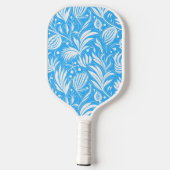 Tropical Blue Floral Pattern Diamond Monogram Pickleball Schläger (Rückseite)