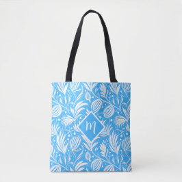 Tropical Blue Floral Pattern Diamond Monogram Tasche