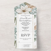 Tropical Blue Floral Wedding All In One Einladung (Innen Boden)