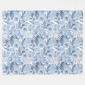 Tropical Blue Flowers Fleecedecke (Vorderseite (Horizontal))