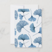 Tropical Blue Ginkgo Leaf Wedding RSVP Card Karte (Rückseite)