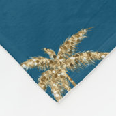 Tropical Blue Gold Glitzer Palm Trees Fleecedecke (Ecke)