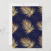Tropical Blue Gold Palm Blätter Grüne Einladung (Rückseite)