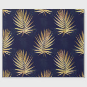 Tropical Blue Gold Palm Blätter Grüne Geschenkpapier (Flach)