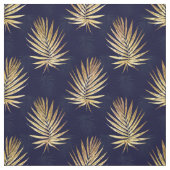 Tropical Blue Gold Palm Blätter Grüne Stoff (Muster)